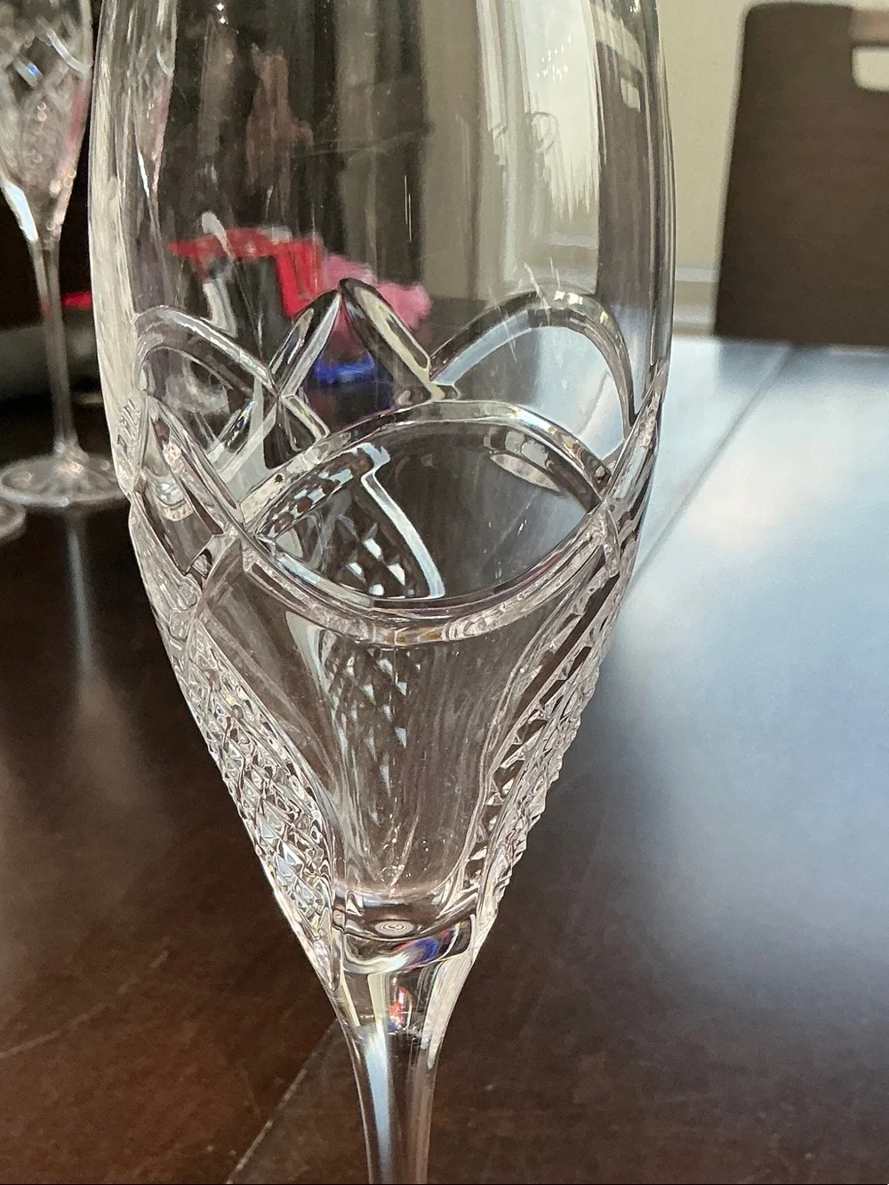 Waterford Crystal Clear Cut-Glass Champagne Flutes - Pair